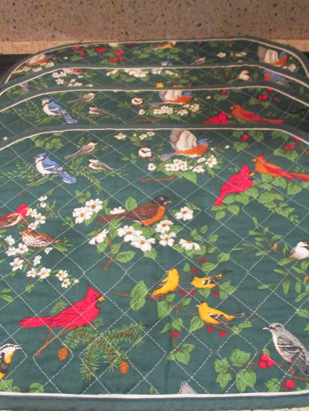 Set of 4 Quilted Bird Placemats